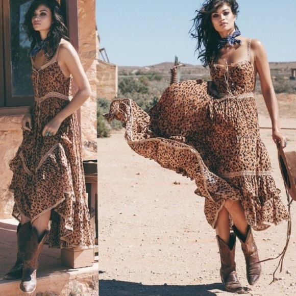 Super Rare Spell Saphari Maxi Sundress in Leopard size S - Picture 2 of 14